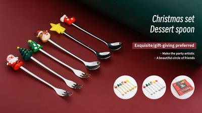 Christmas cartoon dessert spoon gift set