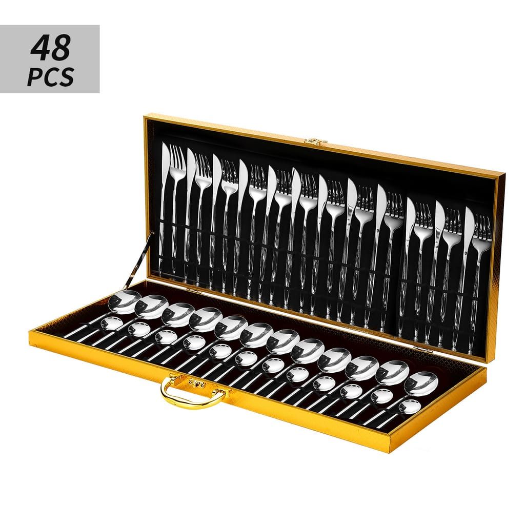 48 piece set in silver finish