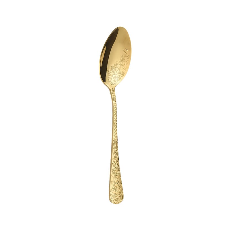 Rose pattern dinner spoon, gold finish