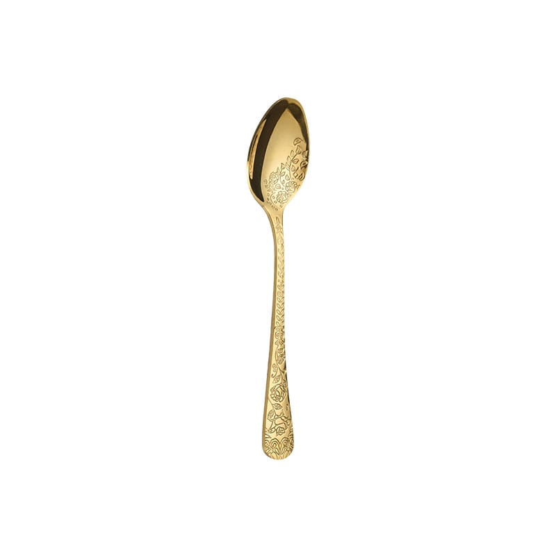 Rose pattern teaspoon, gold finish