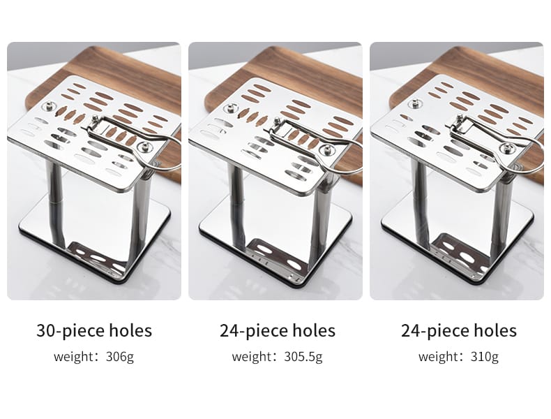 Comparison of the two 24-slot hole layouts and the 30-slot square cutlery rack